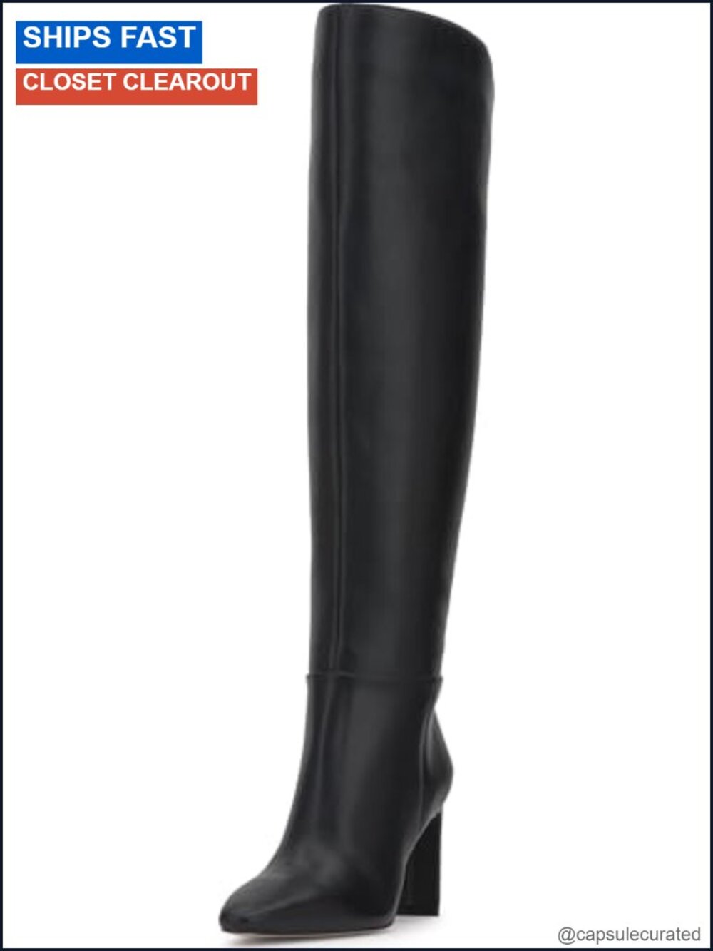 Wide Calf Faux Leather Over-The-Knee Boots Pointed Toe Block Heel